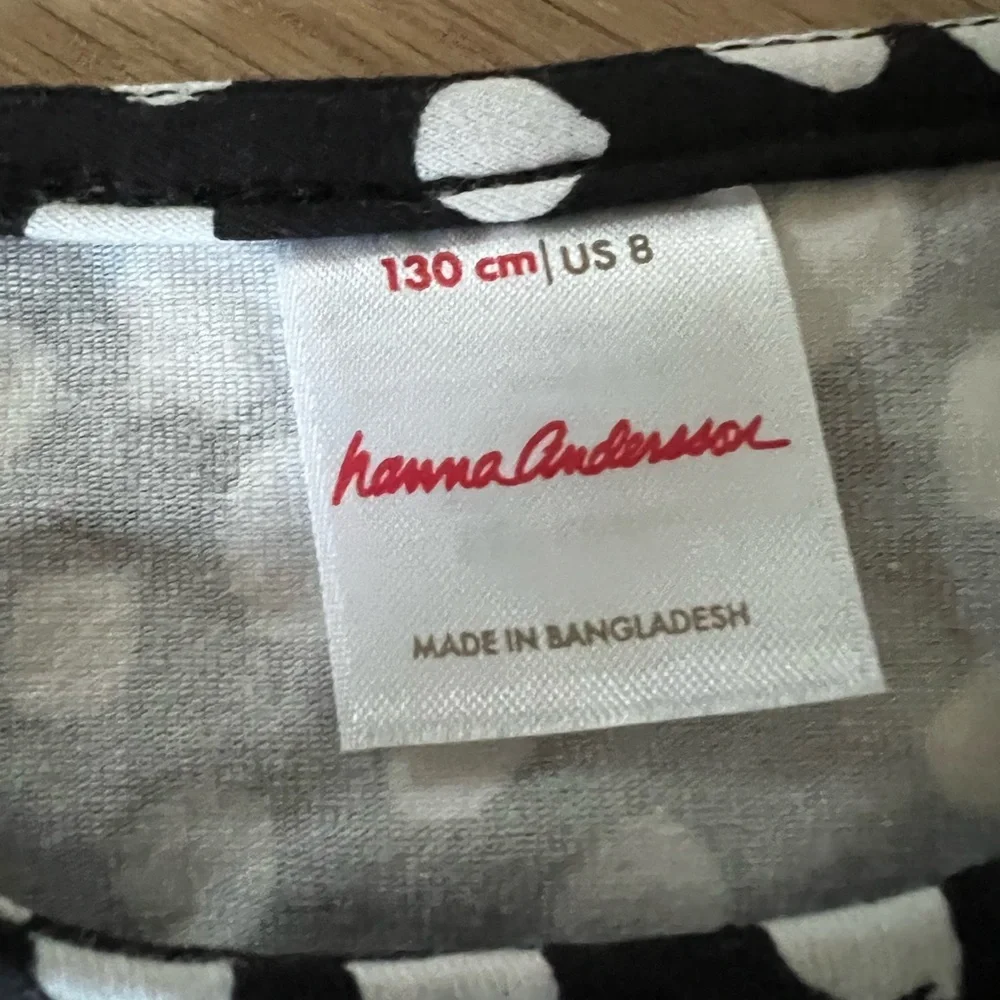 Hanna Andersson Black and White Polka Dot Swing Dress Size 130/8 - Picture 2 of 3